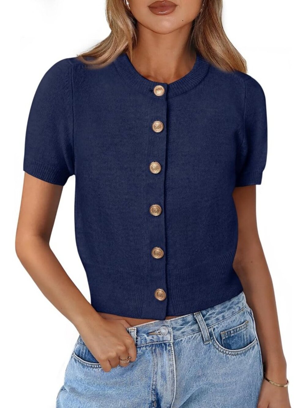 Chic Women's Summer Cardigan - Short Sleeve Lightweight Sweater for Layering